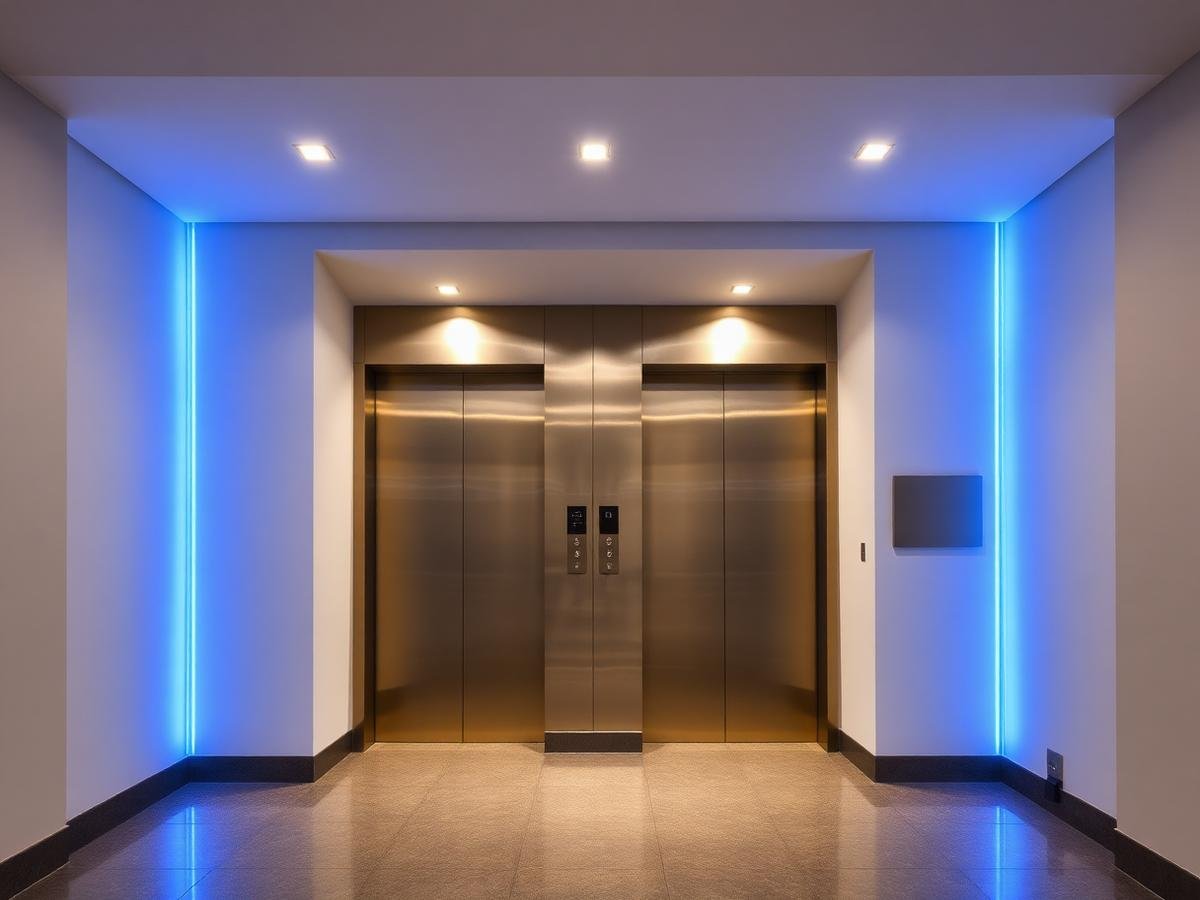 Elevator lobby in a residential building maintained by Ambara Elevators